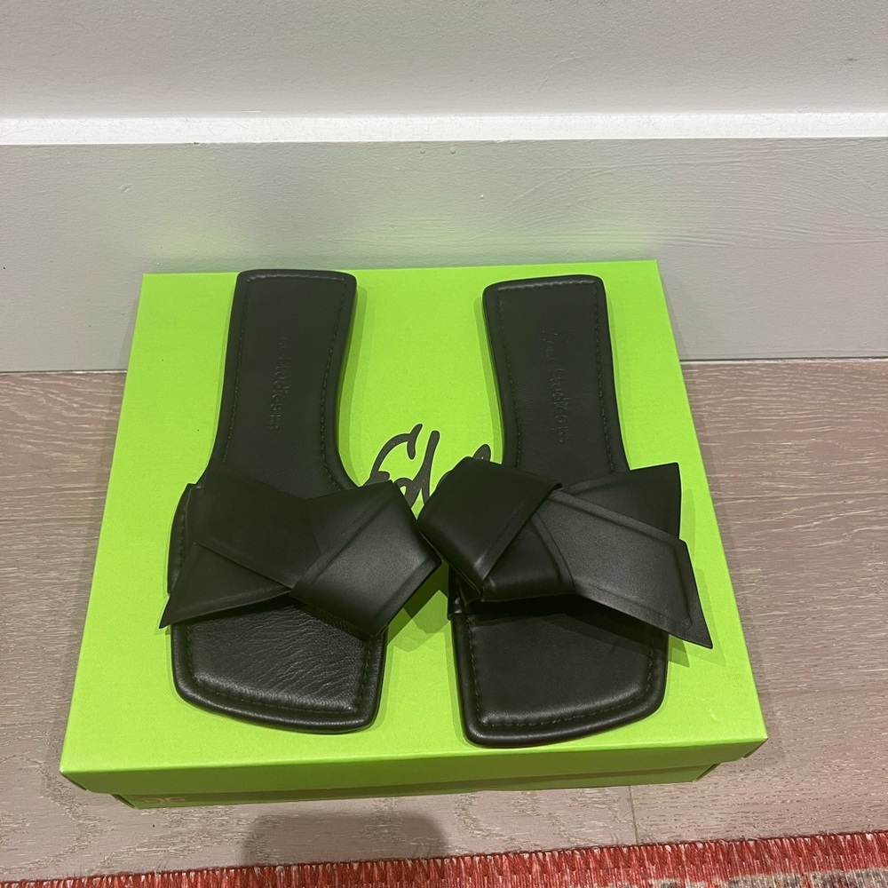 Acne Studios Black Leather Flip Flops 39 - Picture 2 of 4